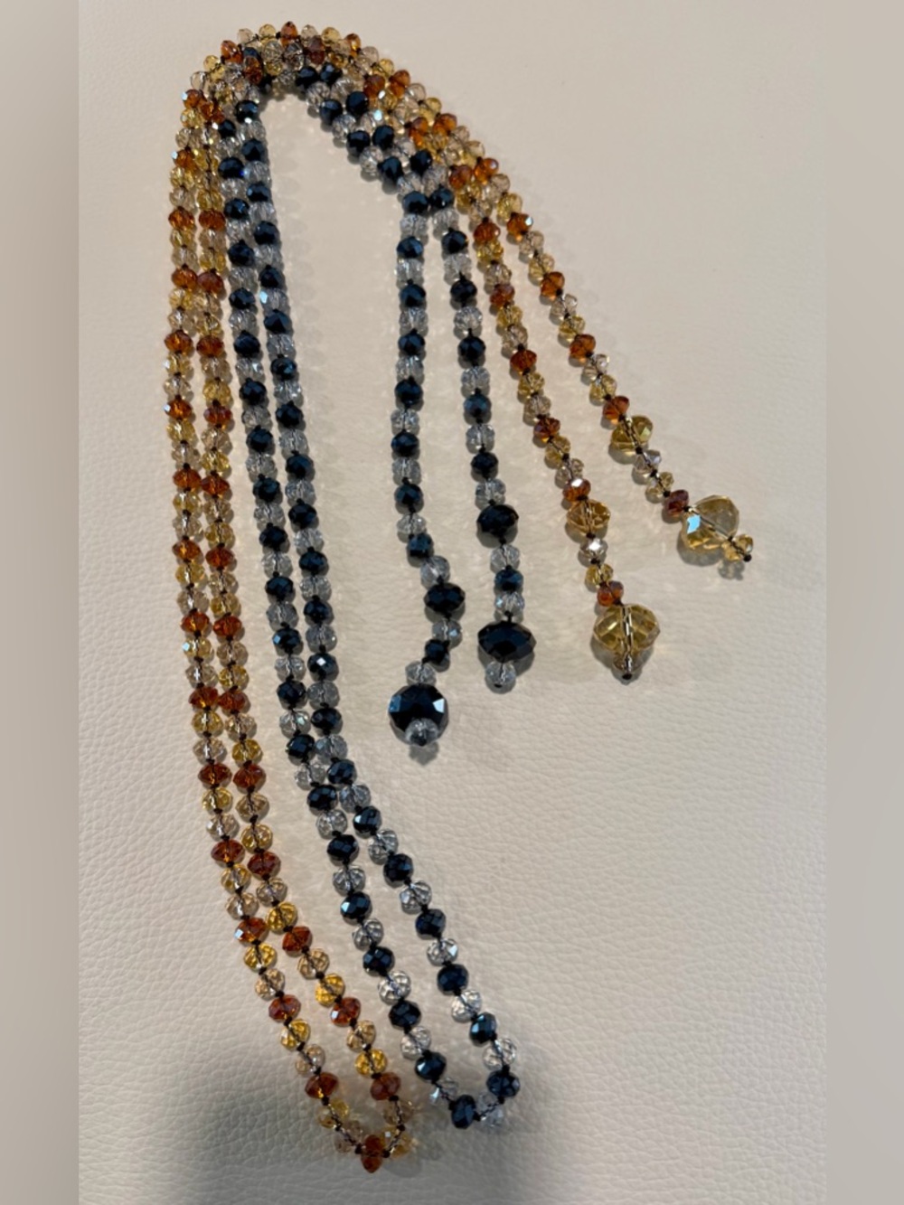 2 Open Ended Lariat Style Genuine Crystal Necklaces